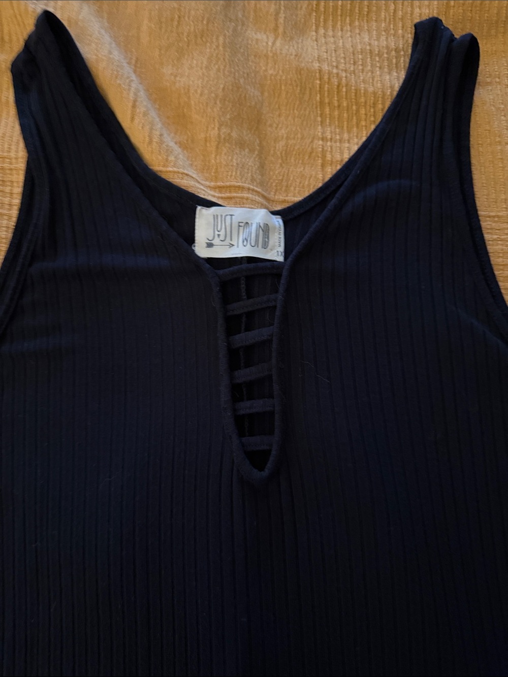 Just Found Black Ribbed Maxi Dress with Ladder-Front Detail